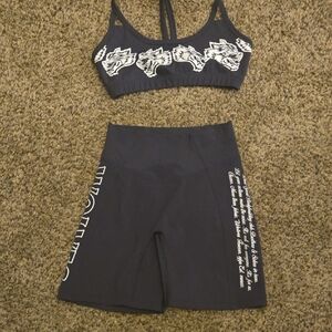 Darc Sport Bra and Shorts Set with White Graphics